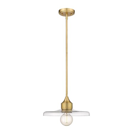 Z-Lite Paloma Pendant, 1-Light, 14 In.W x 6.25 In.H, Olde Brass/Clear 821P14-OBR